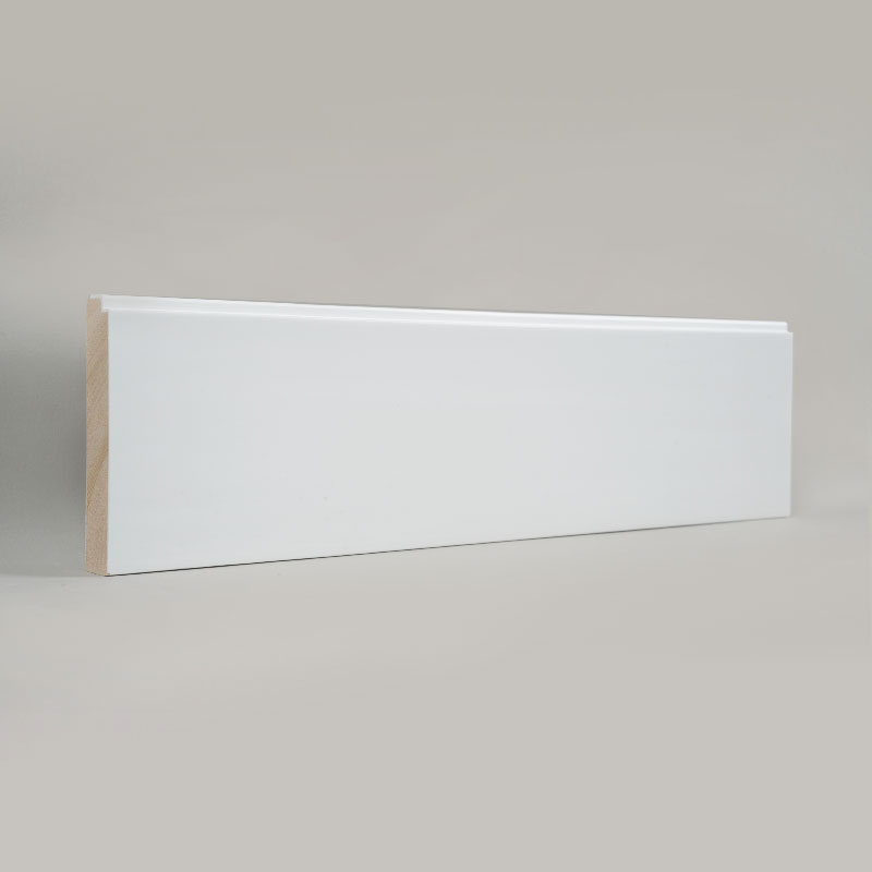 Pinea Wood Skirting Board (Filler-Primed and Painted) - White 3/5' x 3 15/16'-A1