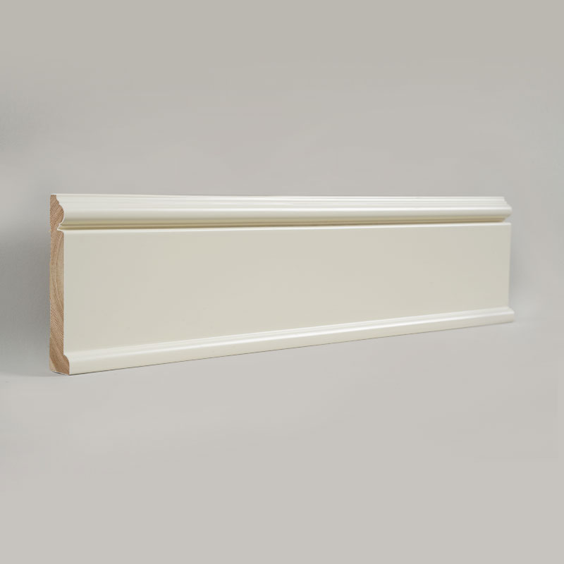 Pinea Wood Skirting Board (Filler-Primed and Painted) - White 6/7' x 3 15/16'