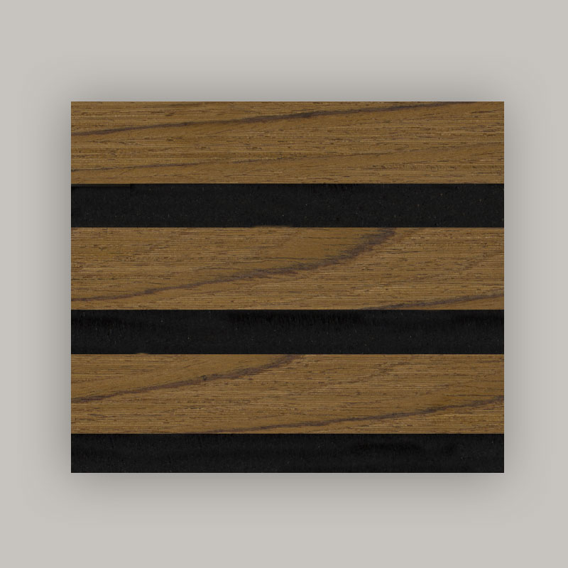 Grille Wall / Acoustic Wall Panel (3-Sided Engineered Wood Veneer Wrapped) - Lignum Grain Color 2400/2700mm x 600mm