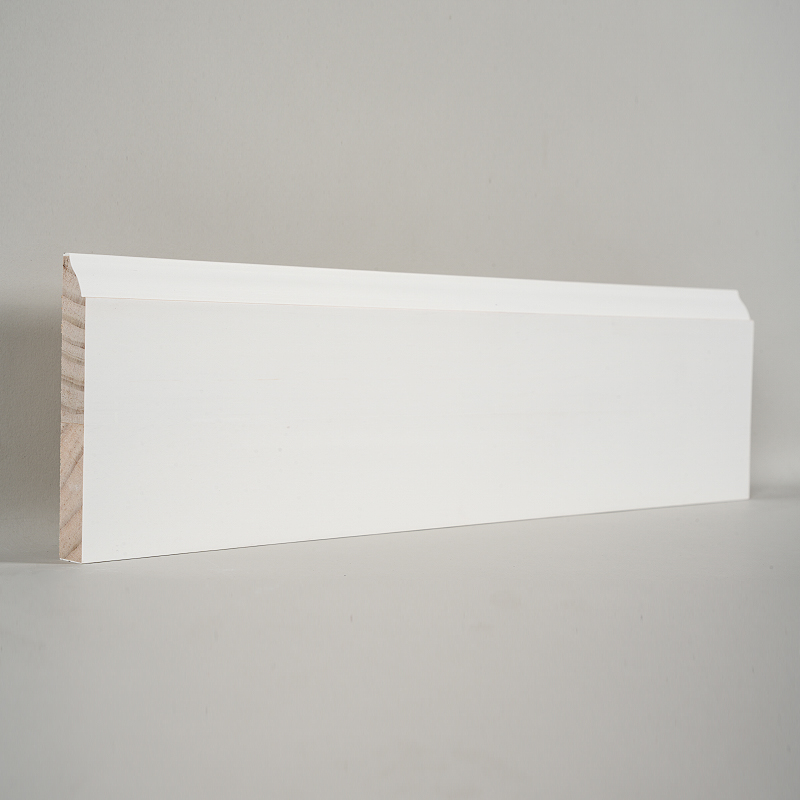Pine Skirting Board (Filler-Primed & Pearl White) 3/5' x 4 1/4'