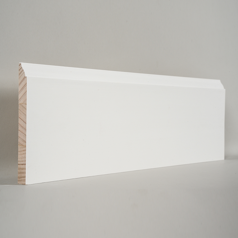Pine Skirting Board (Filler-Primed & Pearl White) 3/5' x 5 1/4'