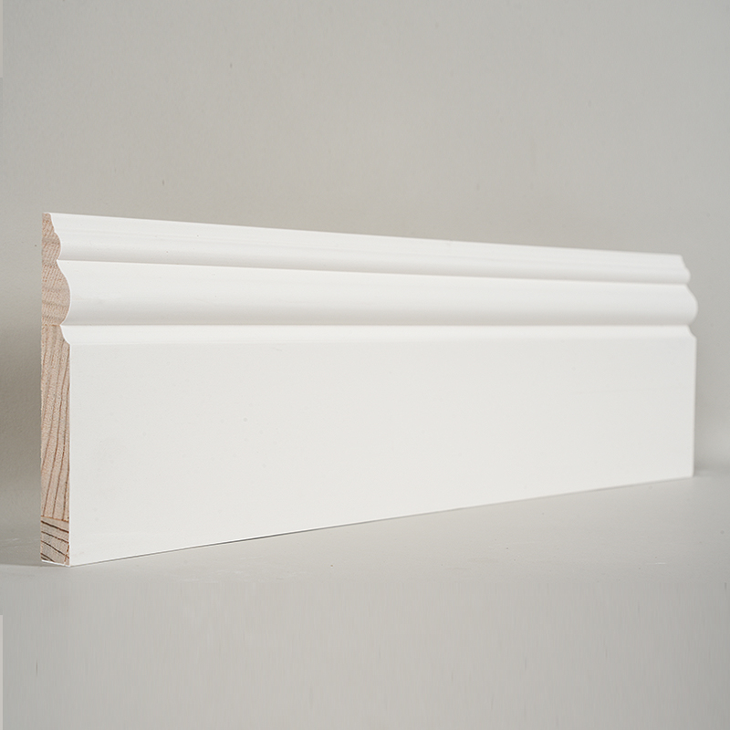 Pine Skirting Board (Filler-Primed & Pearl White) 3/5' x 4 1/2'