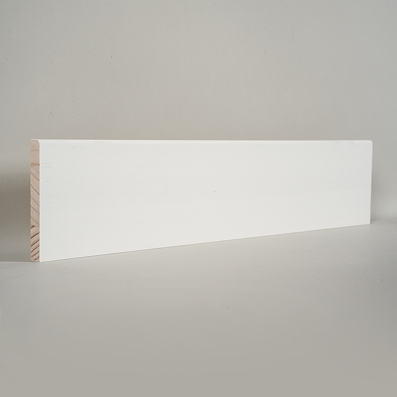 Pine Skirting Board (Filler-Primed & Pearl White) 1/2' x 3 1/2'