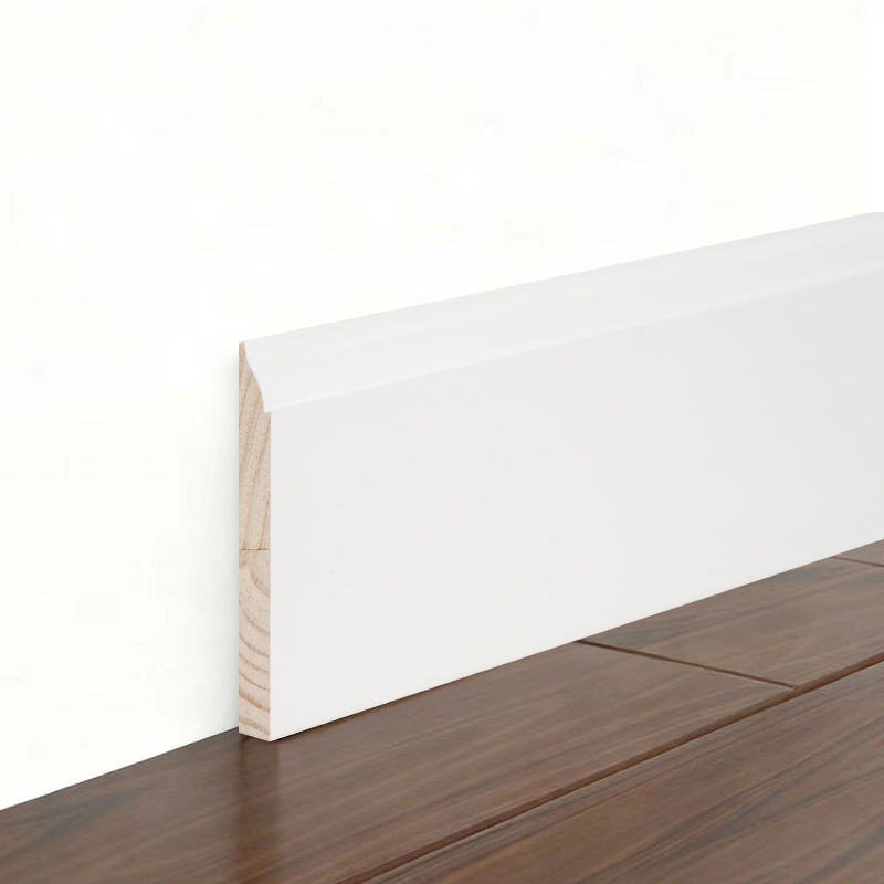 Pine Skirting Board (Filler-Primed & Pearl White) 3/5' x 5 1/4'