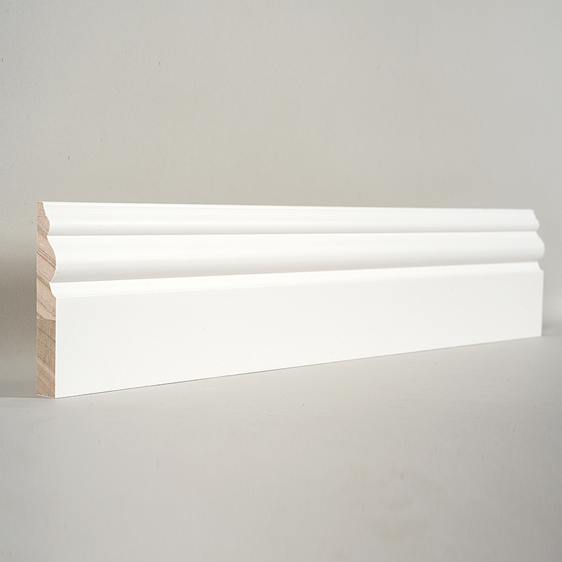 Pine Skirting Board (Filler-Primed & Pearl White) 3/5' x 3 7/16'