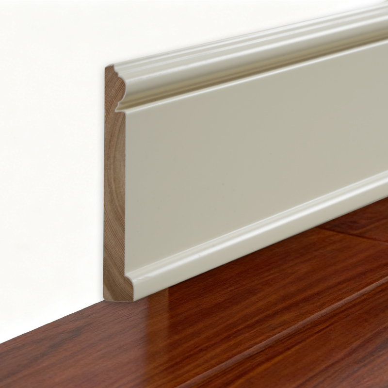 Pinea Wood Skirting Board (Filler-Primed and Painted) - White 6/7' x 3 15/16'