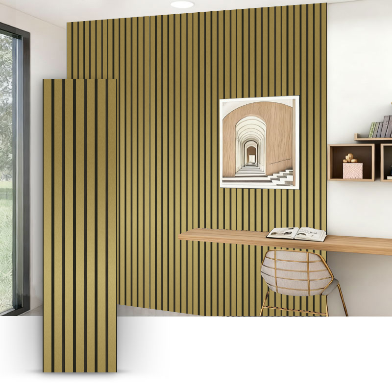 Grille Wall / Acoustic Wall Panel (Single-Sided PVC Convoluta) - Metallic Brushed Color 2400/2700mm x 600mm