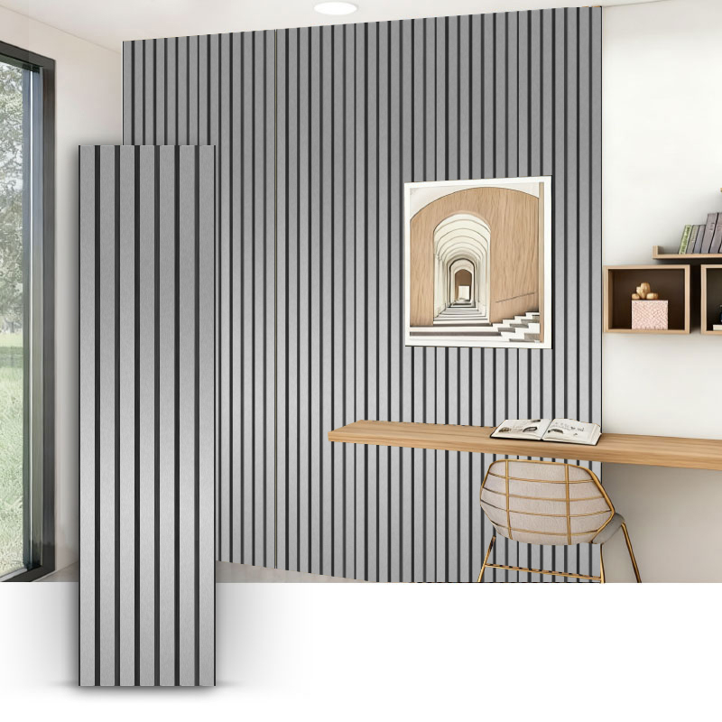 Grille Wall / Acoustic Wall Panel (PVC 3-Sided) - Metallic Brushed Color 2400/2700mm x 600mm