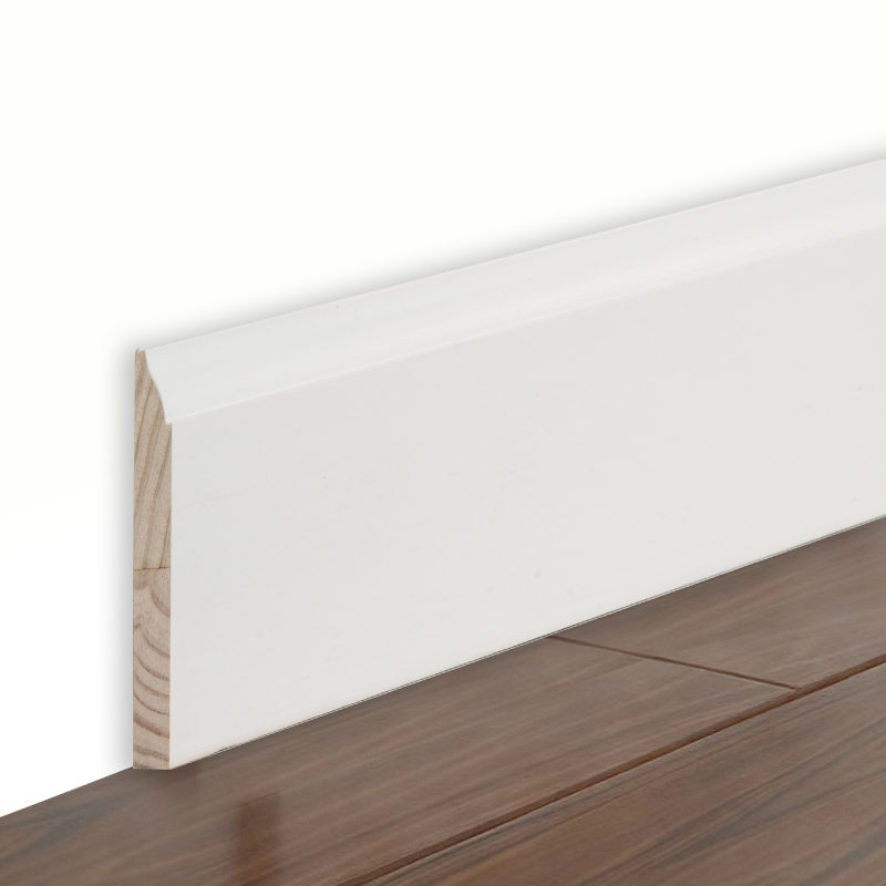 Pine Skirting Board (Filler-Primed & Pearl White) 3/5' x 3 1/4'