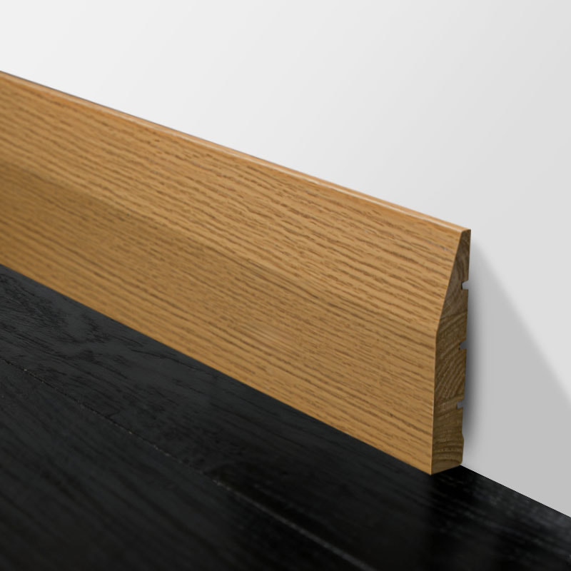 Lignum solidum Skirting Board (convoluta rubra Oak Veneer + Poena) - Quercus Color 3/5' x 3 15/16'