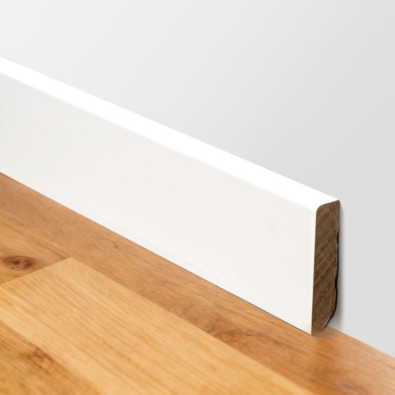Lignum solidum Skirting Board (Filler-Primed and Painted) -White 1/2' x 2 3/8'