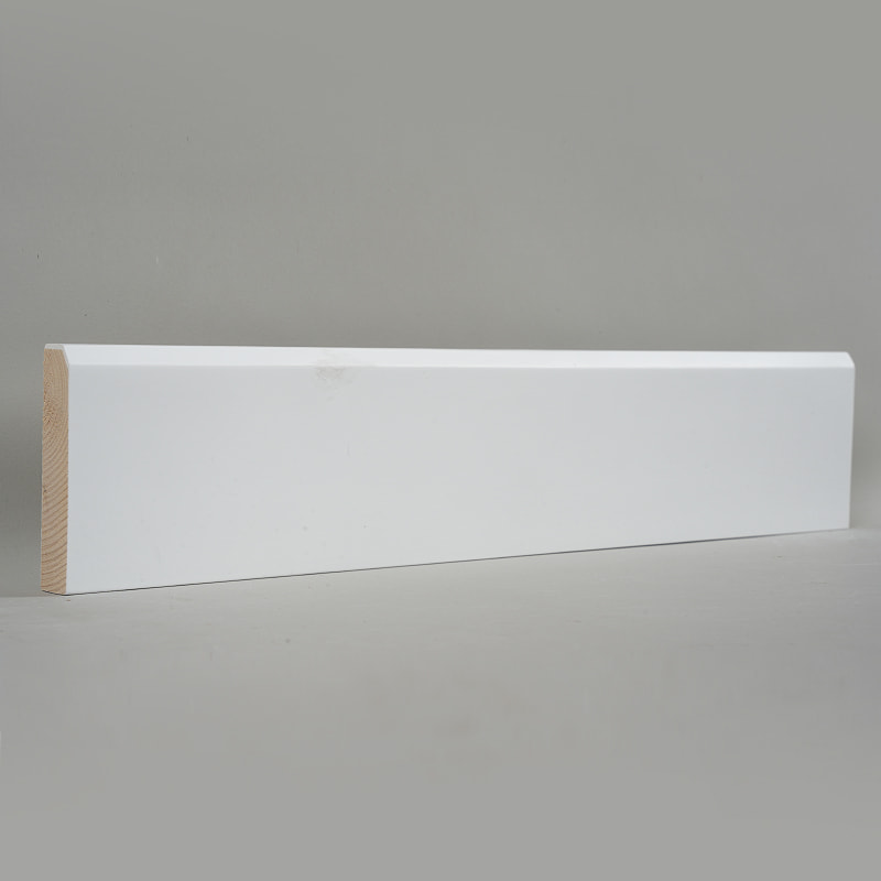 Pinea Wood Skirting Board(Filler-Primed and Painted) - White 3/5' x 3 1/6'-A