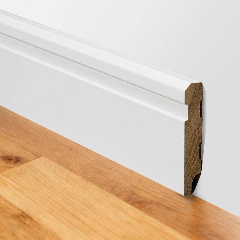 Lignum solidum Skirting Board (Filler-Primed and Painted) -White 3/5' x 3 1/6'